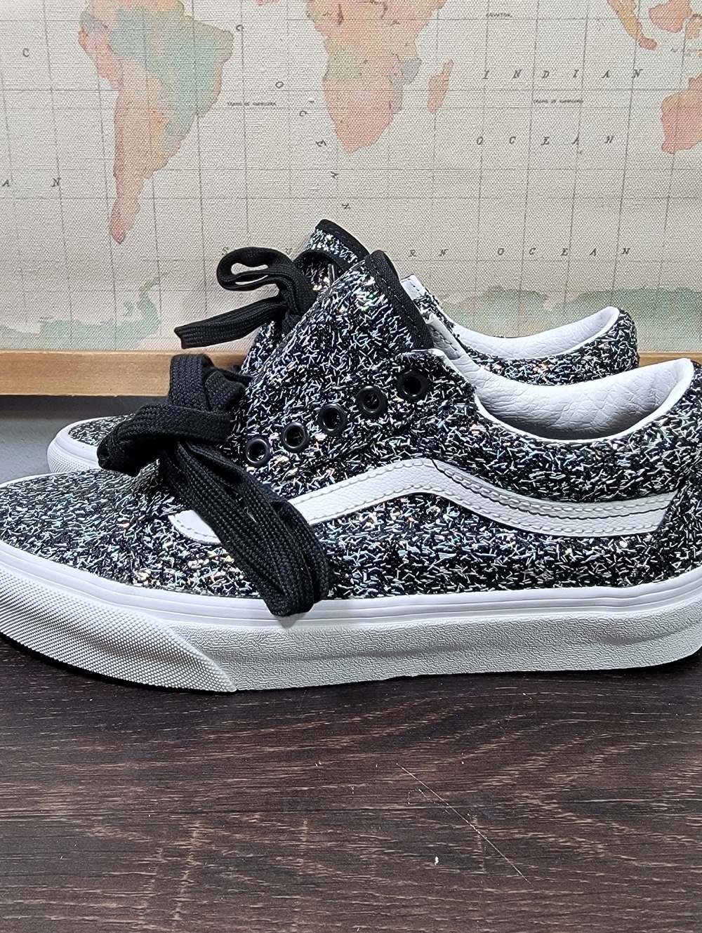 Vans Old Skool "Skiny Party" Black/White Women's Size 8.0 - Picture 5 of 8